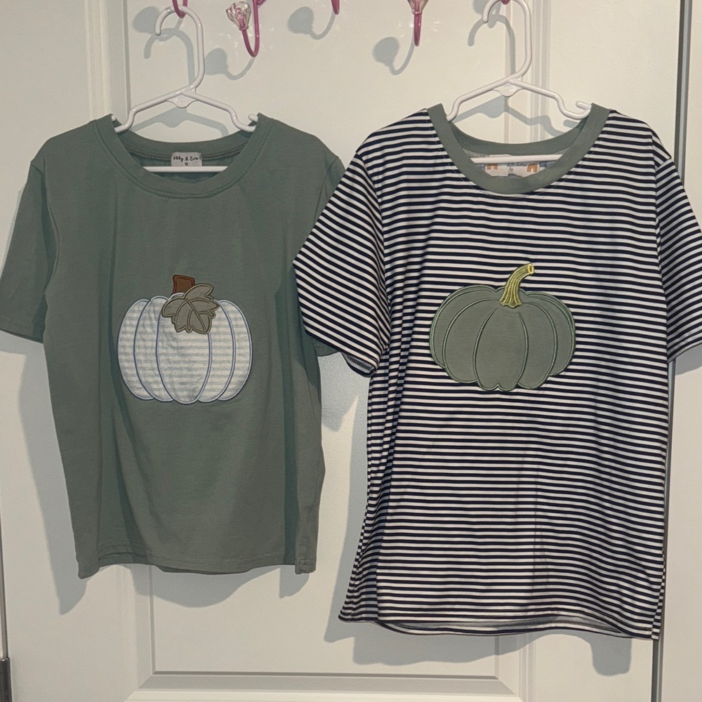 Boys pumpkin appliqué shirt bundle